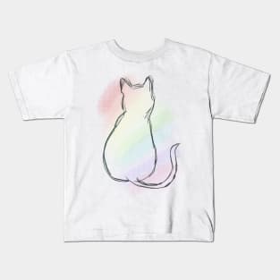 Sitting rainbow cat Kids T-Shirt